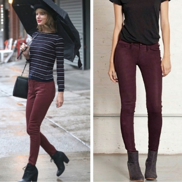 Rag & bone coated wine skinny jeans leggings SZ 24 - Picture 3 of 8
